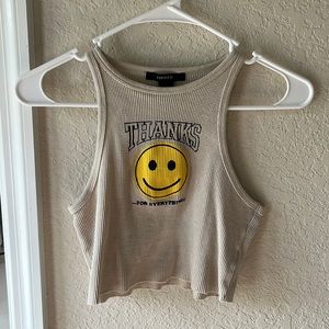 Women’s Smiley Face Cropped Tank Top